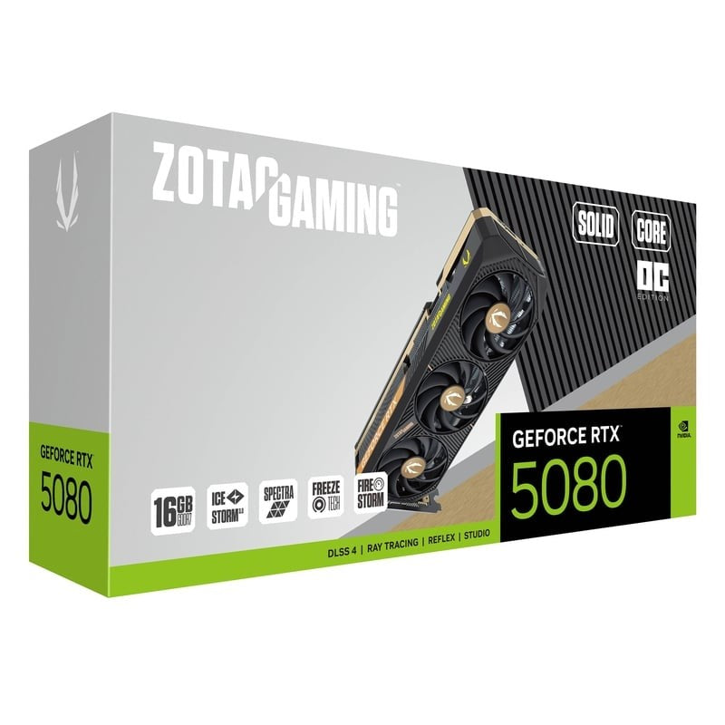 ZOTAC GAMING GEFORCE RTX 5080 SOLID CORE OC 16GB GDDR7 Gaming Graphics Card ZOTAC GAMING GEFORCE RTX 5080 SOLID CORE OC 16GB GDDR7 Gaming Graphics Card